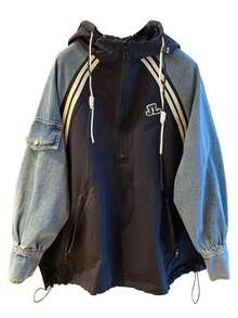 Plus Size Denim Jackets - 黑色 - 查看 5