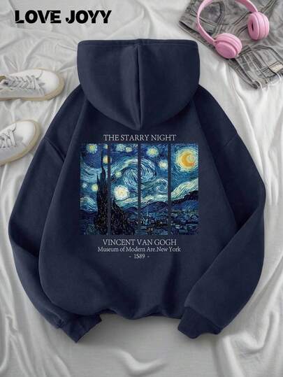 بلوزة نسائية من LOVE JOYY باللون الأزرق الداكن مع طباعة سماء النجوم لفان جوخ، للخريف والشتاء، بأكمام طويلة، ملابس مناسبة للتخرج والعودة للمدرسة، ملابس المعلمات، بلوزة للخريف