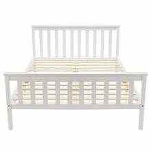 Solid Wood Double Bed (140 X 200 Cm) With Slatted Base, In Pine, White, For Adults, Children And Teenagers. - White + Solid Wood - View 7