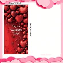 2D平面浪漫情人节门挂，1件装 - 甜心气球设计，涤纶材质，欢迎牌，适用于前廊和家居装饰