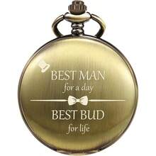 - Reloj de bolsillo grabado para hombre, regalo de propuesta de boda, regalo para el mejor hombre para un da, relojes de bolsillo para hombres, bronce - inicial - Ver 2
