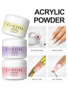 coscelia 30件套亚克力美甲套装，包含UV灯、粉色、白色、透明亚克力粉、120毫升亚克力液、装饰品、水钻、底油、封层、甲片，是居家DIY美甲沙龙的理想入门套装，也是一份很棒的礼物。 - 彩色 - 查看 4