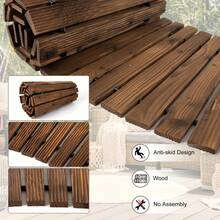 PIYPIY 6FT/8FT/10FT Wooden Garden Pathway, Outdoor Roll Out Decorative Garden Walkway, Weather-Resistant Non-Slip Hardwood Pathway For Garden, Backyard, Beach, Wedding Party Pathways(Dark Brown) - 棕色 - 查看 8
