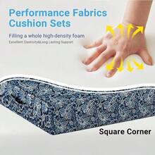 Outdoor Cushions Patio Furniture, Outdoor Cushion Set 24x 24x 5.75 Inch, Waterproof Fade Resistant Outdoor Chair Cushions, Deep Patio Chair Cushion With Removable Cover, Navy Blue - 綠色佩斯利花紋 + 24*24+5.75/25*22.5" - 查看 4