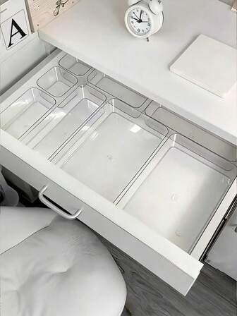 Transparent Acrylic Cosmetic Storage Boxes,Drawer Desktop Organizer Makeup Brushes, Drawer Built-In Separation And Organizing Box, Desktop Office Stationery Storage Box, For Desk Organiser