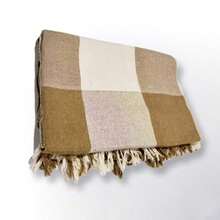 Set Of 2 Throws For Sofa Or Bed, 100% Cotton, Size 210x120, Decorative And Protective Cover For A New And Elegant Home - 榛果/白 - 查看 3