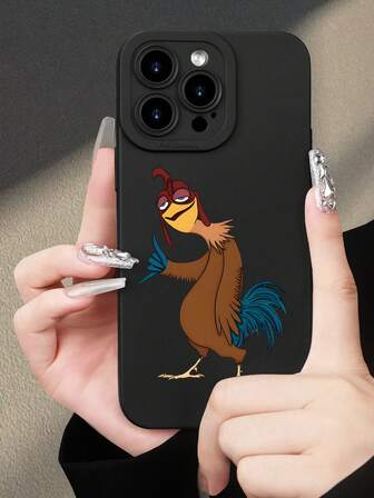 Funny Rooster Themed 2D Graphic Pattern, Personalized High-End Middle Eastern Fashion Cool Cartoon Cute Popular Style, Suitable As Birthday, Christmas, New Year Gift For Coworkers, Friends, Family, Couples, Yourself. Black Matte Soft Case, Full Body Protection, Dust-Proof, Waterproof, Compatible With IPhone17/16/15/14/13/12/11/Pro/ProMax/X/XR/XS/XSMAX/7/8/PLUS And Models