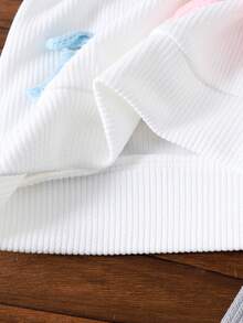 2 件女婴休闲白色长袖运动衫 + 裤子套装，秋冬 - 白色 - 查看 4