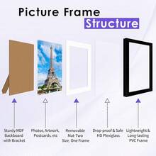 NEXCOVER 8x10 Picture Frame Black 4PK, 8 X 10 Photo Frame With Shatterproof HD Plexiglass, Picture Frames Collage For Photos 5x7 With Mat Or 8x10 Without Mat, Horizontal And Vertical For Wall Hanging Or Tabletop,8''x10'',Black*4 - 黑色*4 - 查看 4