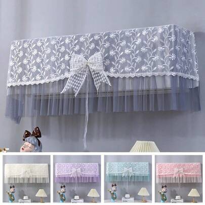 1pc Elegant Lace Air Conditioner Dust Cover - Removable Dust-Proof Design, Bow Decor, Full Enclosed Wind Deflector Cover, Universal Curtain Type, Hanging AC Cover, Suitable For Bedroom And Living Room, Can Be Used Without Turning On AC, Compatible With Various AC Brands, Beautifully Designed, Elegant And Versatile For All Seasons,Women's Day,Travel Essentials,Wedding Favours,Y2k,Bedroom,Car Accessories Women,Kitchen Decor,Kitchen Decor,Household Items