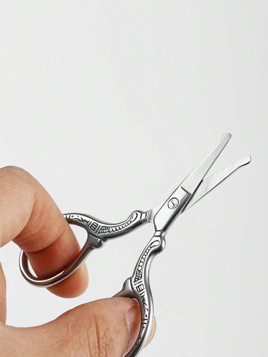 Retro Nose Hair Scissors Trimmer - Silver - View 1