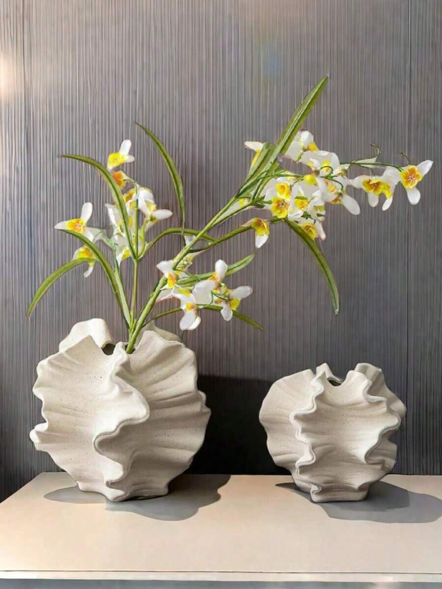 1个创意抽象花卉花瓶,白色花朵造型装饰花瓶,简约波西米亚北欧风格,适用于现代农舍装饰、客厅、厨房、卧室、餐桌、办公室 - 彩色 - 查看 1