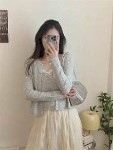 Women Cardigans - Light Grey - View 4