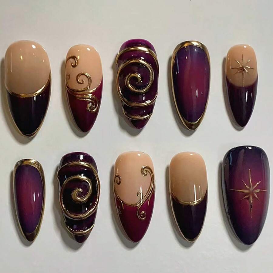 30 Pieces, Three-Dimensional Gilded Line Purple Night Starlight Detachable Wearable Armor - 1 - 查看 1
