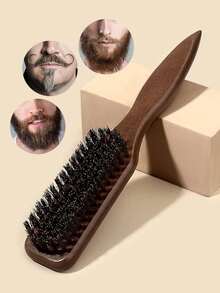 1pc Men's Boar Bristle Comb | Men's Detangling Comb, Sturdy Bristles, Walnut Wood Handle, Suitable For Thick And Fine Hair, Can Smooth, Comb, Style And Straighten Beard.