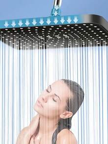 12-Inch Square Modern Wall-Mounted Shower Head, High-Pressure High-Flow Rainfall Shower Head, Durable Plastic Construction With Chrome-Plated Finish, Provides Full-Body Coverage And Spa-Like Shower Experience - Multicolor - View 6