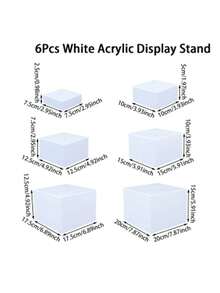 3/6件套可堆叠亚克力甜点展示架，白色长方形甜点盒，多种尺寸可选，适用于派对、自助餐、婚礼装饰、新娘送礼会、婴儿派对、生日派对、派对甜点展示，圣诞节和节日派对装饰的理想之选 - 白色方形 - 查看 11