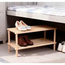 Zapatero de madera maciza multicapa, sencillo, para puerta de casa, económico, de capacidad estrecha, para dormitorio - Beis - Ver 1