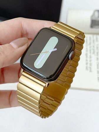 1 pieza Correa de reloj de acero inoxidable magnético dorado compatible con modelos de de 38mm/40mm/41mm/42mm/44mm/45mm/49mm/46mm, adecuado para Ultra/SE/S10/S9/8/7/6/5/4/3 Series/2/1, disponible para unisex, fácil de usar, hermoso y sofisticado, compatible con correas de aptas para todas las estaciones