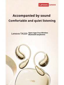 Lenovo TA320 Bluetooth Headphones: Noise Canceling, Sports & Running, Long Battery Life, High Sound Quality, Open-Type Wireless Bluetooth Headphones - Moon Rock White - View 4