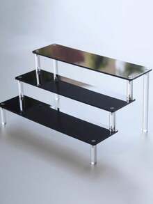 1 pièce Affichage d'étagère d'escalier en acrylique noir, étagère d'affichage polyvalente pour jouets, chambre, étude et magasin, couches multiples, adapté pour le rangement de figurines de jouets et de collections de boîte aveugle