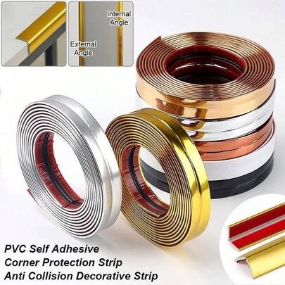 1 Cuộn 3 Mét/118,11in PVC Tự Dính Trang Trí Viền, Miếng Dán Tường Trang Trí Nội Thất Viền Góc, Dải Keo Trét, Viền Tường PVC, Miếng Dán Tường, Bảo Vệ Cản, Thích Hợp Cho Nhà Bếp, Phòng Tắm, Trần Nhà, Ván Chân Tường, Góc - Viền Tường Cải Tạo Nhà