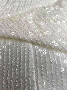 深V领无袖亮片修身连衣裙，高开衩设计，交叉褶皱款式，适合晚宴、盛会等场合。 - 白色 - 查看 5