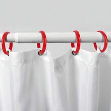 Red Shower Curtain Hooks - 12 Pcs Circular Plastic Shower Curtain Rings For Bathroom - O Shaped Red Shower Hooks Rings For Shower Curtain Rod,Red - Red - View 6