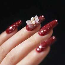 MIZHSE Glitter Red Gel Nail Polish, Reflective Gel Polish Sparkly Shiny Shimmer Nail Polish Soak Off Nail Art Salon Varnish Manicure DIY At Home Christmas Color - ColorN - 查看 5