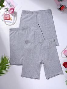 3pcs/Pack Seamless Solid Color Underwear - Grey - View 2