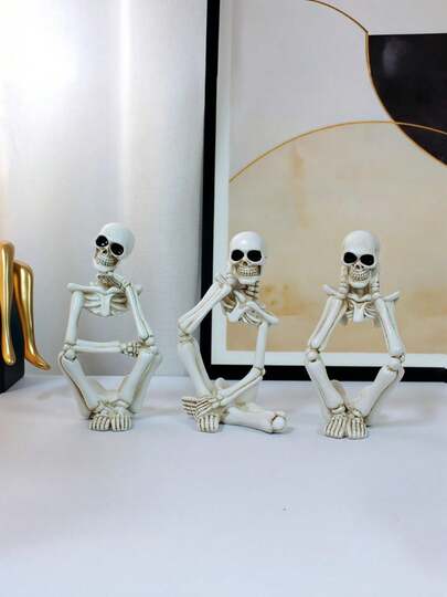 Resin Thinker Skeleton Decoration, Home Decor, Room Accent, Party & Holiday Skeleton Statue, Home Decor, Bar Cabinet Decor, Perfect Decorative Gift For Birthday, Housewarming, Back To School