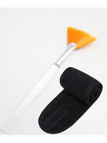 1pc Self-Adhesive Adjustable Headband And 1pc Face Mask Brush, Suitable For Washing Face, Makeup, Beauty, Facial Yoga Headband Towel - Multicolor - View 6