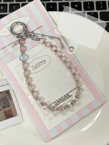 奢华水晶串珠手链、腕带、手机壳挂件、钥匙扣、包包吊坠，随机金色或银色流苏吊坠 - 彩色 - 查看 7