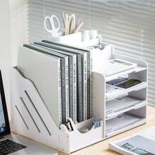 Multifunctional Storage Rack Desk File Tray Storage Display Rack Bookshelf Storage Display Rack Bookcase Large Capacity Rack Storage Rack Open Bookshelf Suitable For Home Office School - أبيض - مشاهدة 3