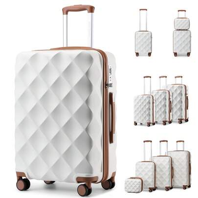 Bagaglio a mano da cabina, valigia da 13, 20, 24, 28, 32 pollici, piccola, media, grande, extra large o set da 2, 3, 4 pezzi, guscio rigido in ABS con cerniere YKK, lucchetto TSA, ruote girevoli a 360°, leggero, da viaggio, per vacanze, viaggi d'affari, unisex, per uomo e donna, da solo, per la famiglia, da stiva e da portare a mano.