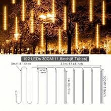 8-Tube USB Powered Meteor Shower Lights, Outdoor Holiday Decoration Icicle Lights, Suitable For Christmas, Halloween, Wedding, Birthday Party Decoration - Applicable For Yard, Garden, Street, Holiday Lighting, Wedding Decoration, Decorative Lighting, Lighting, Waterproof Lights, Multi-Tube String Lights, Home Decor, Event Planning - Multicolor - View 12