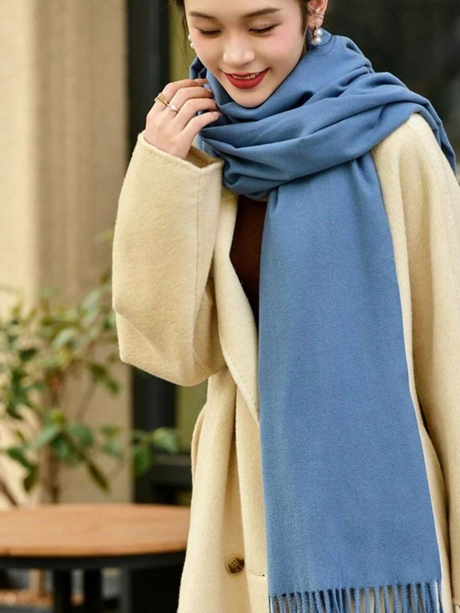 Women's Pashmina Scarf/Shawl/Long Winter Scarf - Biru baja - View 1