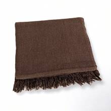 Set Of 2 Throws For Sofa Or Bed, 100% Cotton, Size 210x120, Decorative And Protective Cover For A New And Elegant Home - 深棕色 - 查看 2