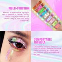 JUR MORNIER Multichrome Liquid Eyeshadow Set,3 Colors Multi-Dimensional Eye Liner Makeup,High Pigment Waterproof Metallic Eye Shadow,Ultre Fine Tip Glitter Eyeshadow (Set1+SetA1) - Color15 - 查看 3