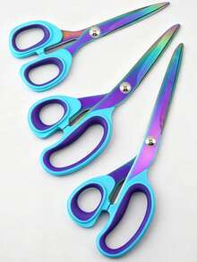 Stainless Steel Colorful Titanium Coated Sewing Scissors, Dressmaking, Cutting Fabrics, PU Leather - Multicolor - View 7