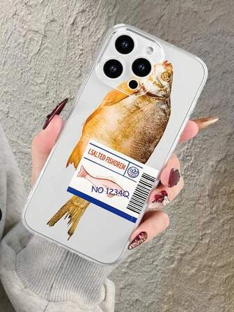 Divertido estuche suave transparente con protección completa con diseño estampado en 2D con tema de pescado salado, diseño de moda y elegante, adecuado como regalo de cumpleaños, Navidad, Año Nuevo para colegas, amigos, familiares, parejas, usted mismo. Apto para iPhone17/16/15/14/13/12/11/Pro/ProMax/X/XR/XS/XSMAX/7/8/PLUS y modelos