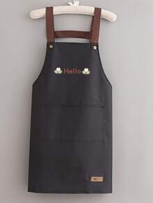 1 buah Celemek Barista Tahan Air Dua Sisi Motif Beruang NICE Warna Polos, Cocok untuk Rumah, Dapur Luar Ruangan, dan Industri Katering, Pakaian Kerja Motif Bunga - HALO - View 17