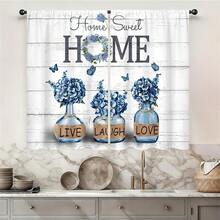 2 Panel 28"X40"Rusitc Farmhouse Cotton Kitchen Curtains Rod Pocket Country Retro Wood Vintage Small Short Cafe Curtain Inspirational Window Drapes  Bathroom Home Decor - 樣式-1 - 查看 2