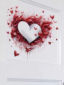 1 pieza Calcomanía de pared en forma de corazón rojo romántico, pegatina de PVC con tema de amor y parejas, diseño audaz de corazón 3D con efecto de pintura goteada, perfecto para el Día de San Valentín o regalo de aniversario, agrega calidez a cualquier espacio, decoración de pared para el dormitorio