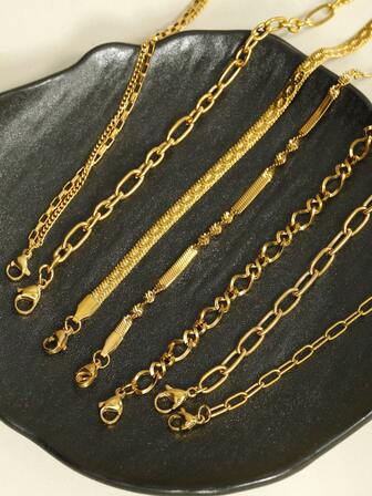 1ชิ้น สร้อยข้อมือคู่รักสีทองสไตล์พังก์วินเทจ สแตนเลส เหมาะสำหรับใส่ในชีวิตประจำวันในฤดูใบไม้ร่วง/ฤดูหนาว ของขวัญที่ดีสำหรับวันวาเลนไทน์ วันขอบคุณพระเจ้า