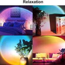 Sunset Projection Lamp, Rainbow Ambiance Sunset Light, Bedroom Room Decor Background Wall Tabletop Live Streaming Light - Black - View 9