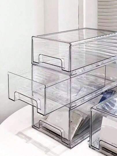 大容量亚克力透明桌面抽屉收纳盒，适合存放化妆品和面膜，可用于客厅、餐厅、厨房、卧室、家庭聚会、婚礼、节日和其他场合。