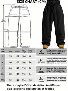 1pc Women/Men's Winter Outdoor Ski Pants, Snowboard Pants, Harem Pants, Loose Fit Sports Ski Pants, Unisex, Suitable For Outdoor Activities, Machine Washable, Winter Ski Pants, Ski Gear, Warm Clothing, Sports Style Pants, Reinforced Structure, Functional Ski Pants, Durable Snow Gear, Men's Winter Apparel Black - Black - View 10