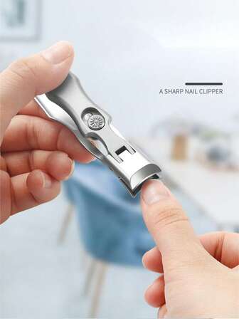 1pc Large Size German Stainless Steel Nail Clipper, Anti-Splash, Wide Opening, Single Set, Portable Nail Trimmer