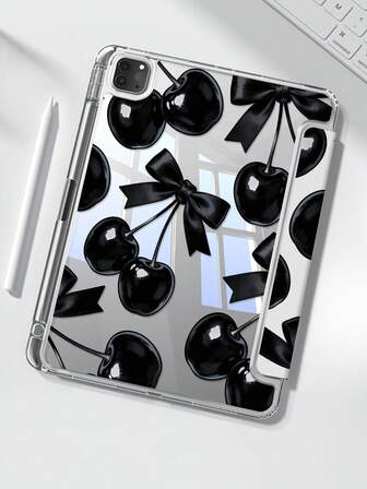 The Beautiful And Cute Cartoon Anime Black Bow Cherry Double-Sided Painted Acrylic Transparent Crystal Back Cover Is Shockproof And Suitable For IPad 7th Generation, 8th Generation (10.2 Inches), And 10th Generation. It Has A Built-In Pen Slot And Supports Sleep And Wake-Up Functions/Multiple Folding Stand Methods. These Are Festival Gifts